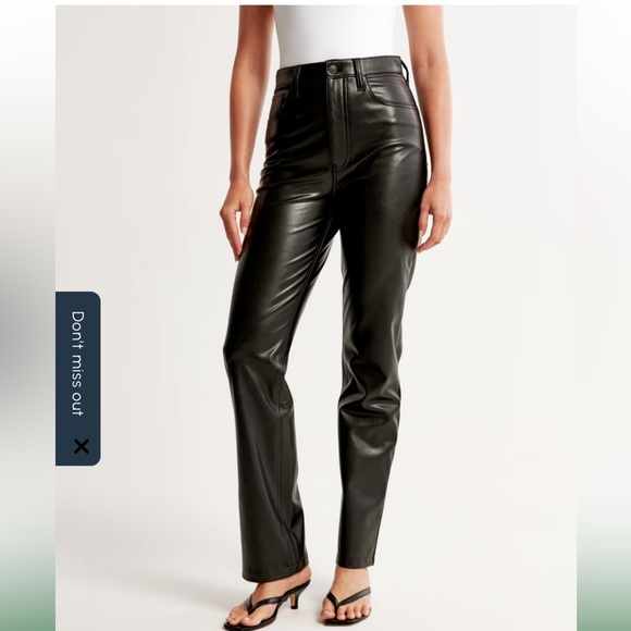 Abercrombie & Fitch Black Faux Leather High-Rise Pants Size 32/14 - Picture 1 of 8